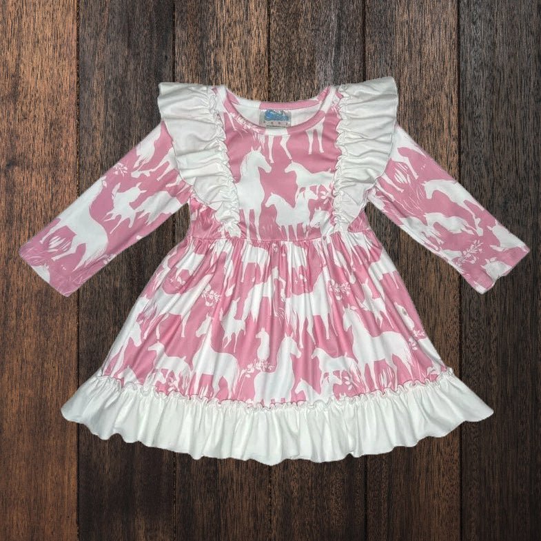 Grazing Horse Ruffle Long Sleeve Dress image 1