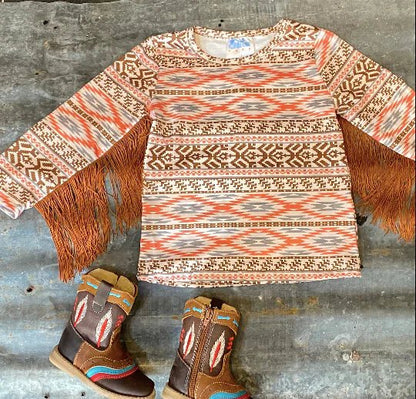 Saddle Sweetheart Off-Shoulder Aztec Long Sleeve Shirt image 1