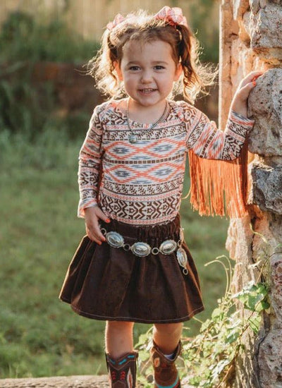 Saddle Sweetheart Off-Shoulder Aztec Long Sleeve Shirt