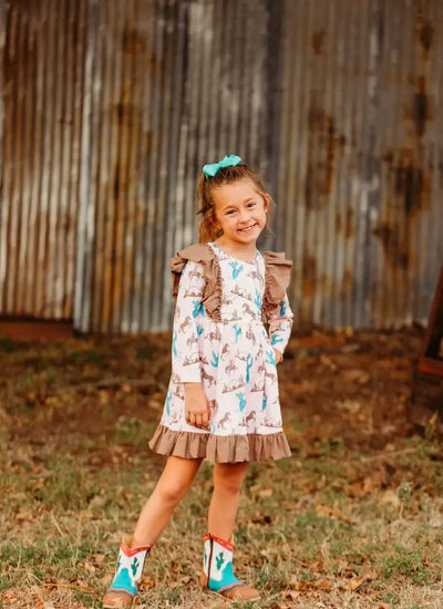 Gettin’ Pink/Brown Ruffle Dress