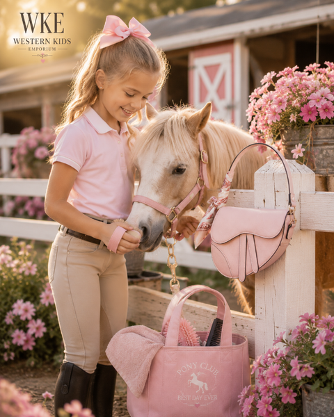 Classic English Saddle Bag with Vintage Scarf - Toddler & Kids Sizes