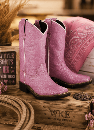 Sparkle Pink Glitter Western Boots
