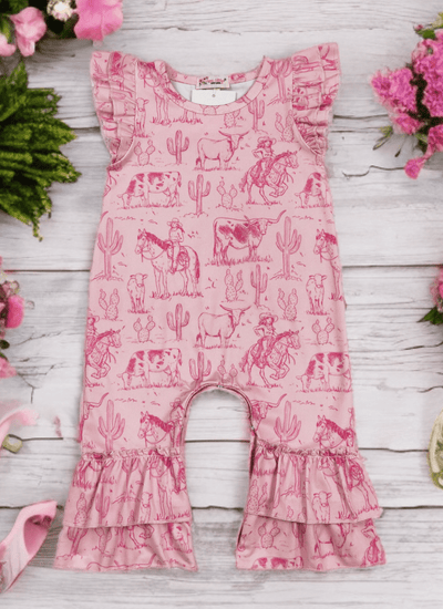 Pink Western Romper