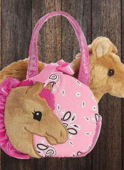 Pink Prairie Dreams: Plush Horse with Paisley Purse