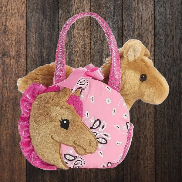 Pink Prairie Dreams: Plush Horse with Paisley Purse