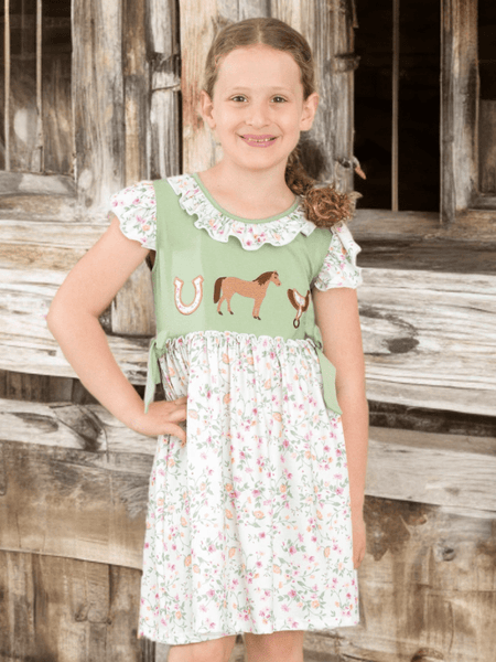 Ranch Friends Floral Ruffle Hores Dress