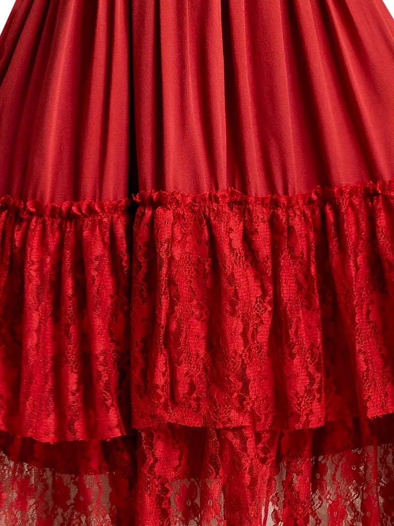 Red Canyon Lace Long-Sleeve Tiered Dress image 2