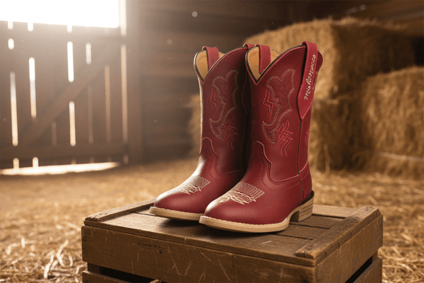 Red Rodeo Cowgirl/Cowboy Boots for Kids & Toddlers | Genuine Leather Western Boots with Embroidery