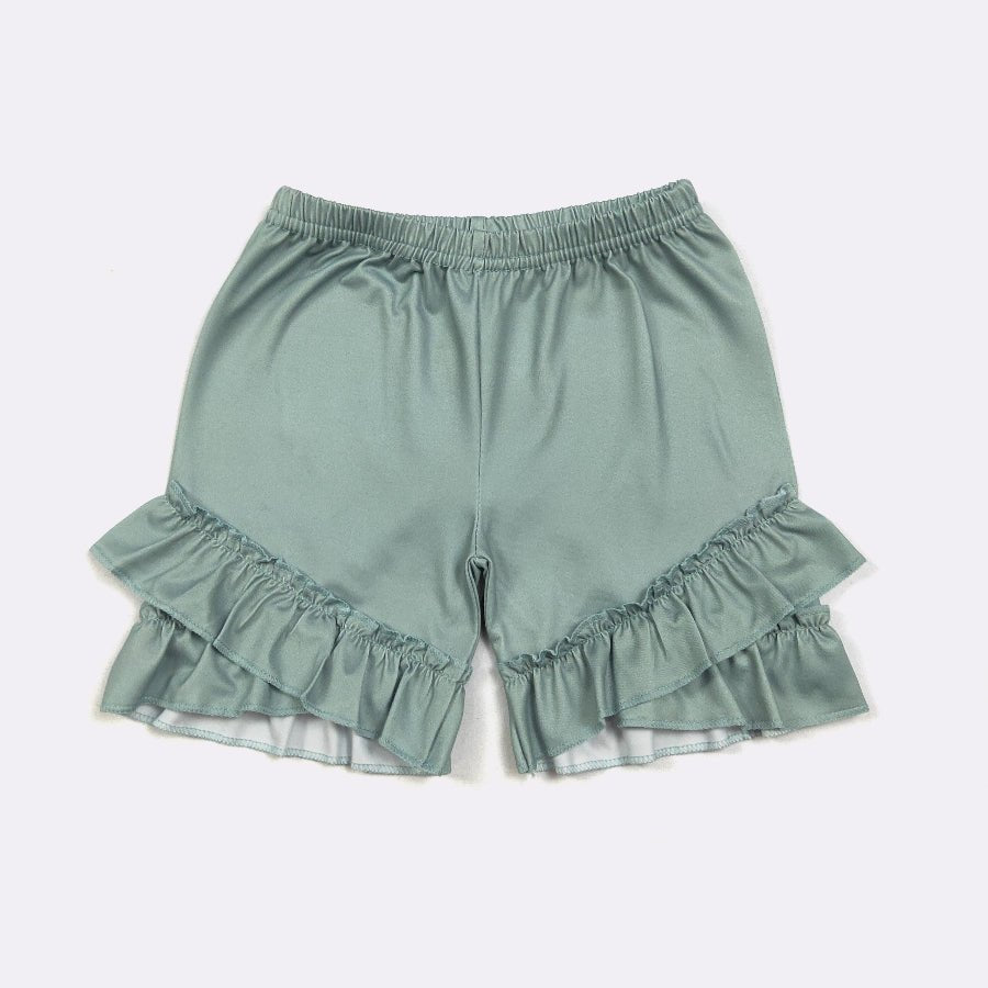 Sage Cowgirl Outfit | Western Girls Flutter Top & Shorts Set (2T-9/10)