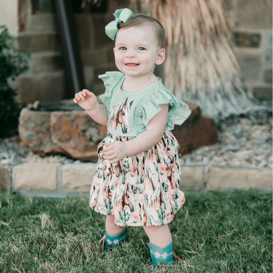 Desert Dasher Horse Dress – Girls Western Dress, Sizes 2T–7