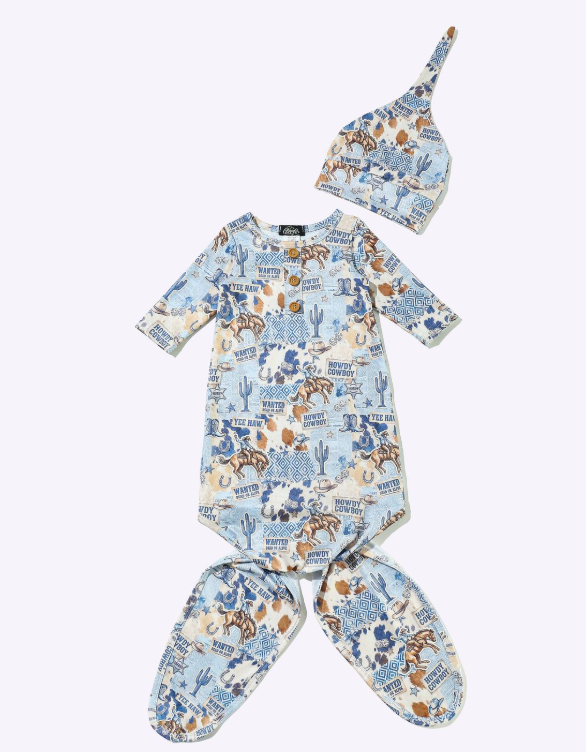 The Blue Wanted Cowboy Baby Knotted Gown