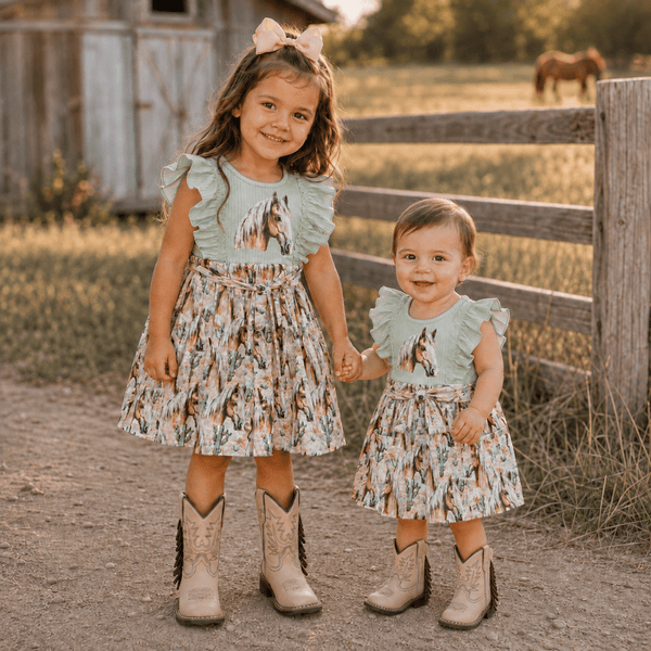 Desert Dasher Horse Dress – Girls Western Dress, Sizes 2T–7