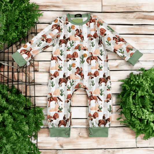 Plaid Western Boy Romper – Boutique-Style Outfit for Little Cowboys