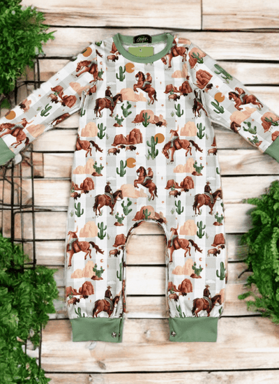 Plaid Western Boy Romper – Boutique-Style Outfit for Little Cowboys