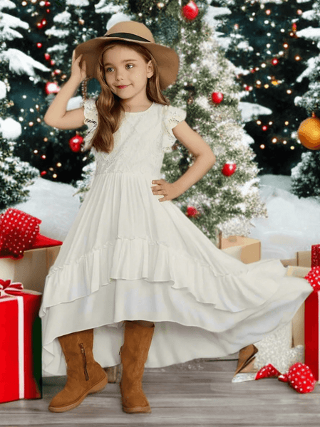 Lace & Lassos: Ruffle Trim High-Low Tail Dress for Little Cowgirls!