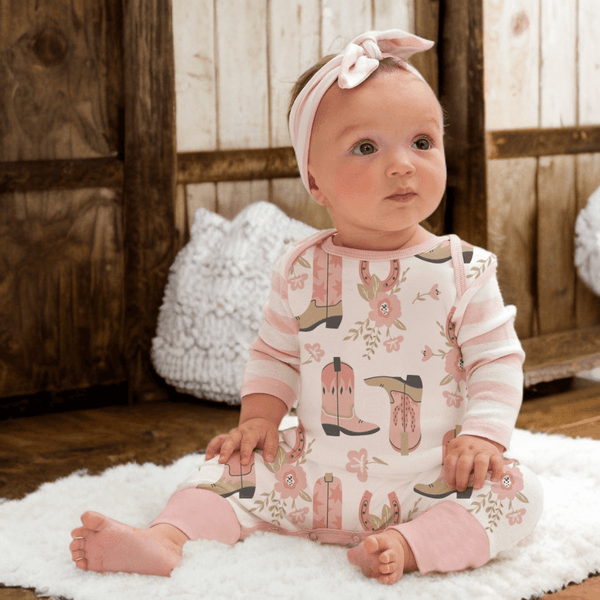 Western Cowgirl Boots Baby Cotton Romper