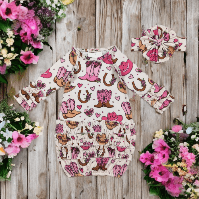 Western Boots Gown & Headband