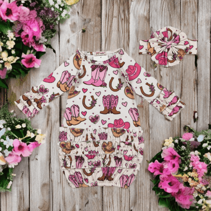 Western Boots Gown & Headband