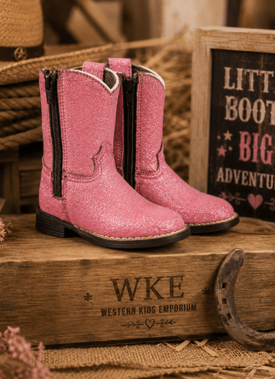 Sparkle Pink Glitter Western Boots – Toddler