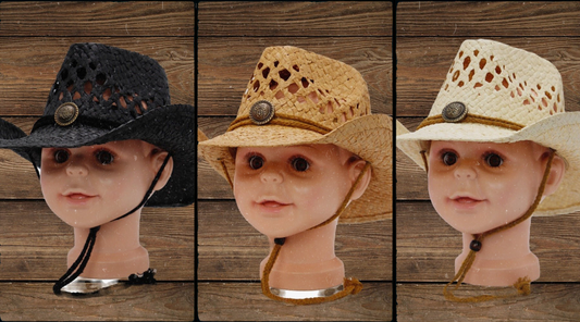 Kids Tycoon Half Taco Paper Straw Cowboy Hat: Adjustable Children's Western Hat for Young Adventurers - Straw Cowboy Hat for Kids, Perfect Western-Themed Accessory