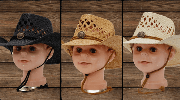 Kids Tycoon Half Taco Paper Straw Cowboy Hat: Adjustable Children's Western Hat for Young Adventurers - Straw Cowboy Hat for Kids, Perfect Western-Themed Accessory
