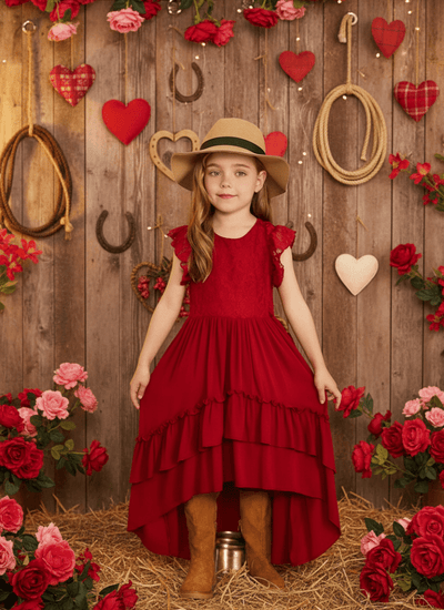 Lace & Lassos: Ruffle Trim High-Low Tail Dress for Little Cowgirls!