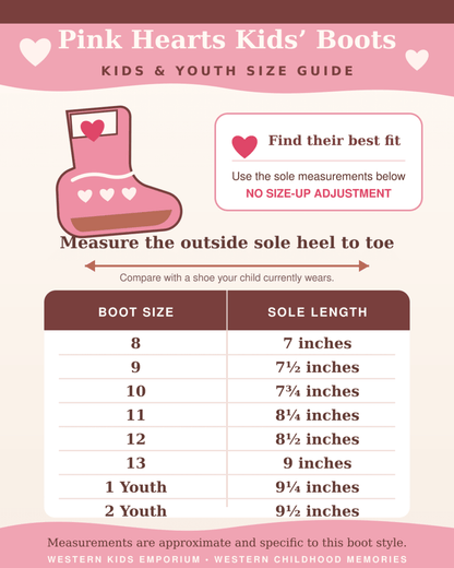 Pink Hearts Cowgirl Boots for Kids