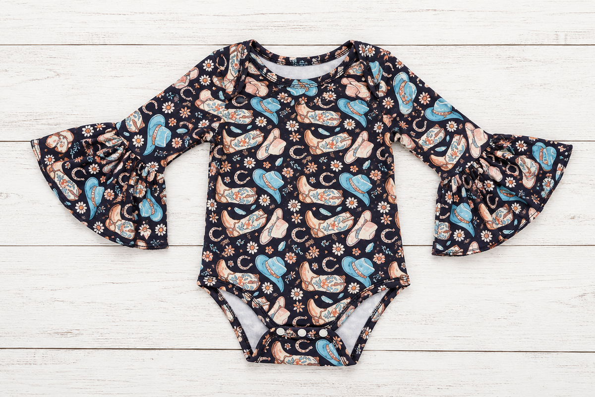 Bluebonnet Boots Bell Sleeve Onesie and Shirt