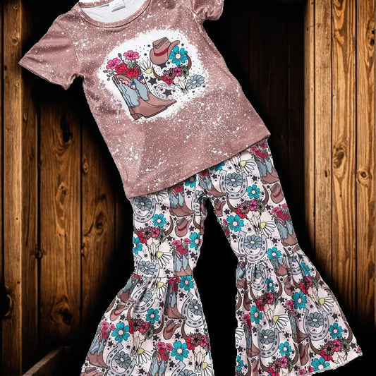 "Blossom & Boots" Western Bell Pant Set image 0