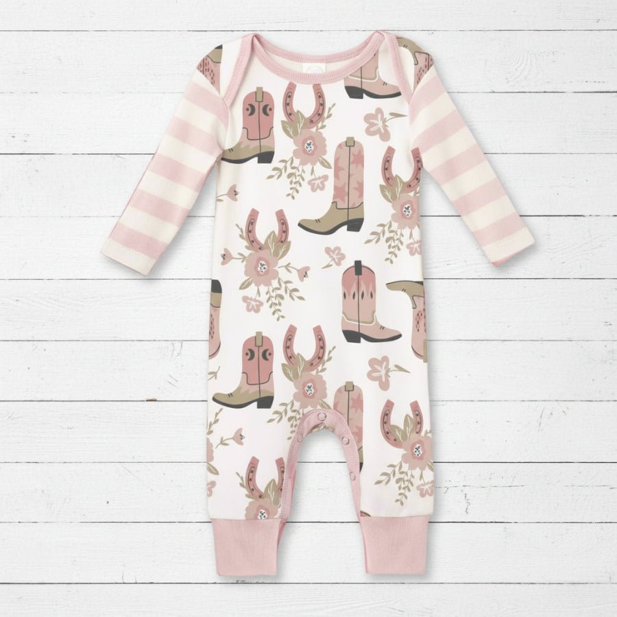 Western Cowgirl Boots Baby Cotton Romper