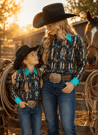 Mommy & Me Aztec Western Shirt — Lil' Wrangler Chic Mini Red Dirt Road Top