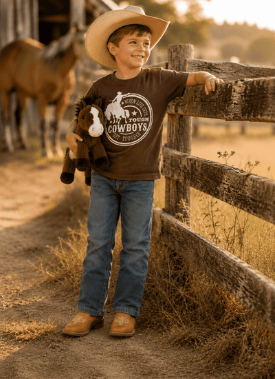 When Life Gets Tough Cowboys Get Tougher Boys Graphic Tee | Western Cowboy Shirt