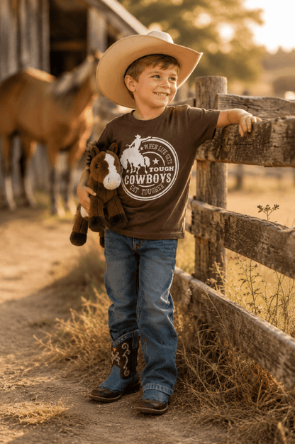 When Life Gets Tough Cowboys Get Tougher Boys Graphic Tee | Western Cowboy Shirt