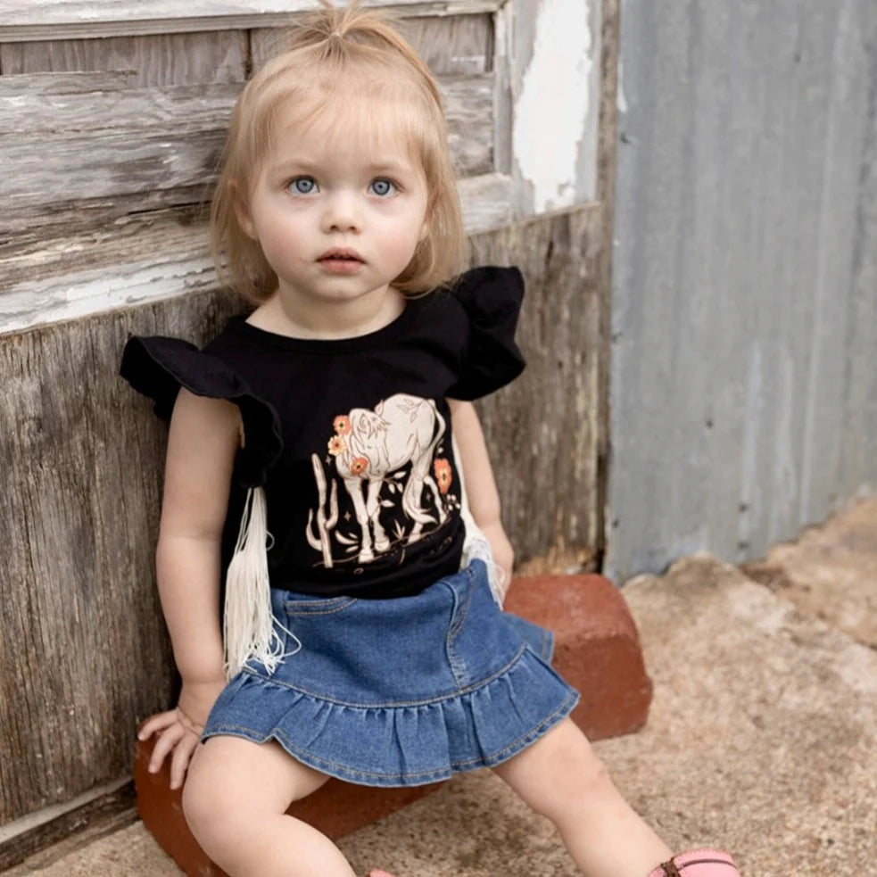 "Be A Dreamer" Black Fringe Tank Shirt & Onesie image 1