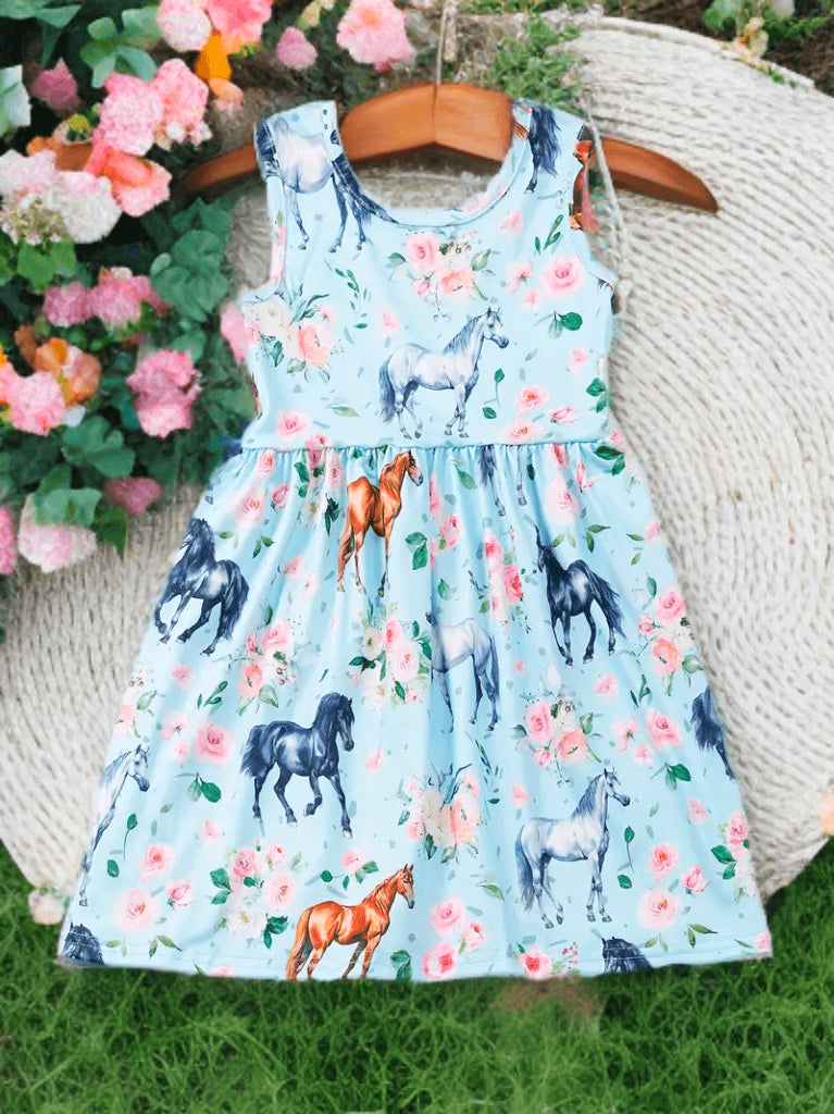 "Charming Pony" Sleeveless Summer Dress for Little Cowgirls image 0