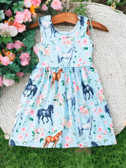 "Charming Pony" Sleeveless Summer Dress for Little Cowgirls image 0