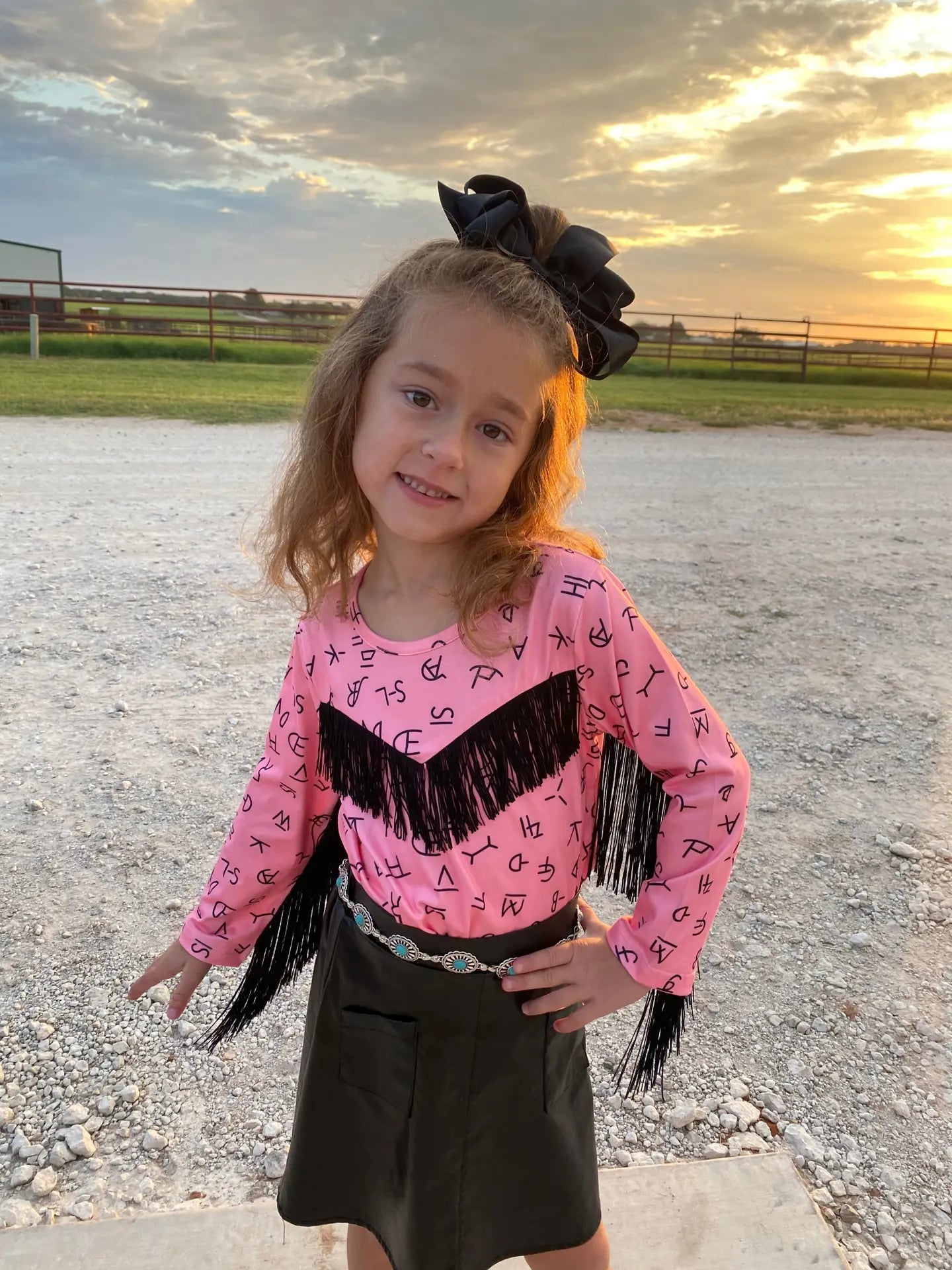 Pink Brand Long Sleeve Fringe Onesie - "Wild West Whimsy" image 1