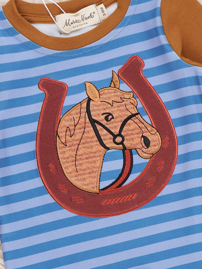 Lucky Horse Embroidered Romper