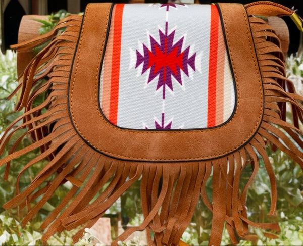 Little Cowgirl's Aztec Fringe Crossbody Bag - Kids Fashion Purse