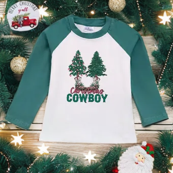 Yuletide Wrangler: 'Christmas Cowboy' Boys Raglan Shirt image 0