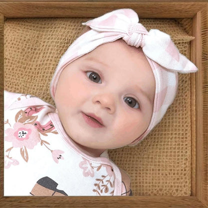 Baby girl wearing soft pink western cotton headband