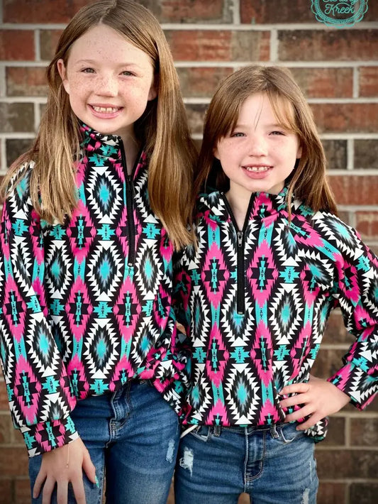 Turquoise Fiesta Mini Montezuma Pullover for Little Trailblazers image 0