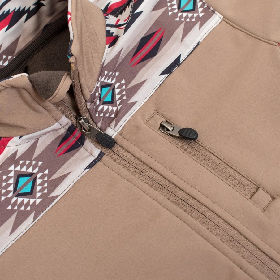 Rodeo Trailblazer Kids Soft Shell Jacket – Aztec Tan (2–7 Years)