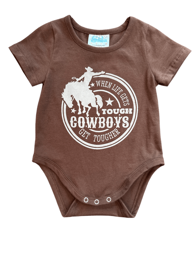 Cowboys Get Tougher Baby Bodysuit | Western Baby Boy Graphic One-Piece