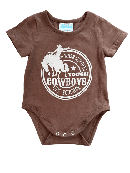 Cowboys Get Tougher Baby Bodysuit | Western Baby Boy Graphic One-Piece