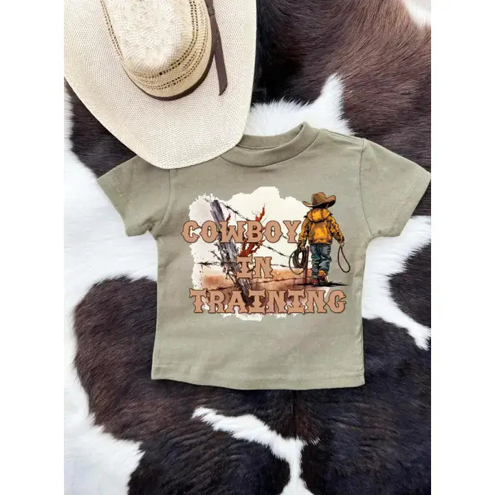 Olive "Cowboy in Training" T-Shirt image 0
