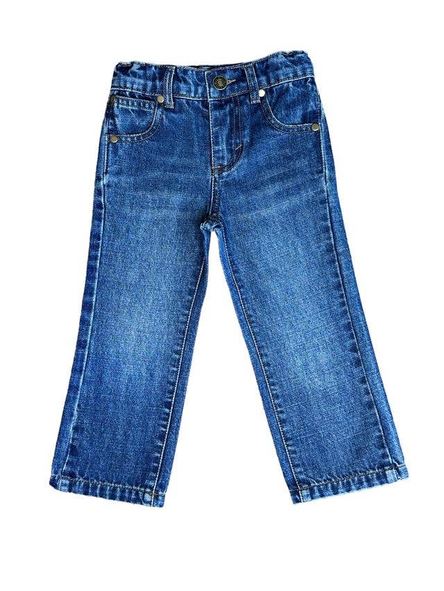 Pair of blue jeans on a white background
