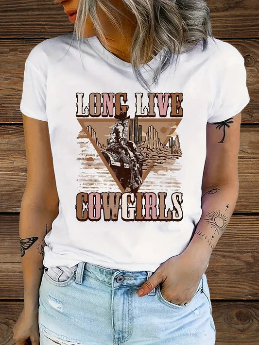 Front view of “Long Live Cowgirls” mommy western tee