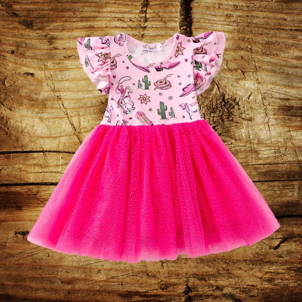 Pink Western Tutu Dress for Girls