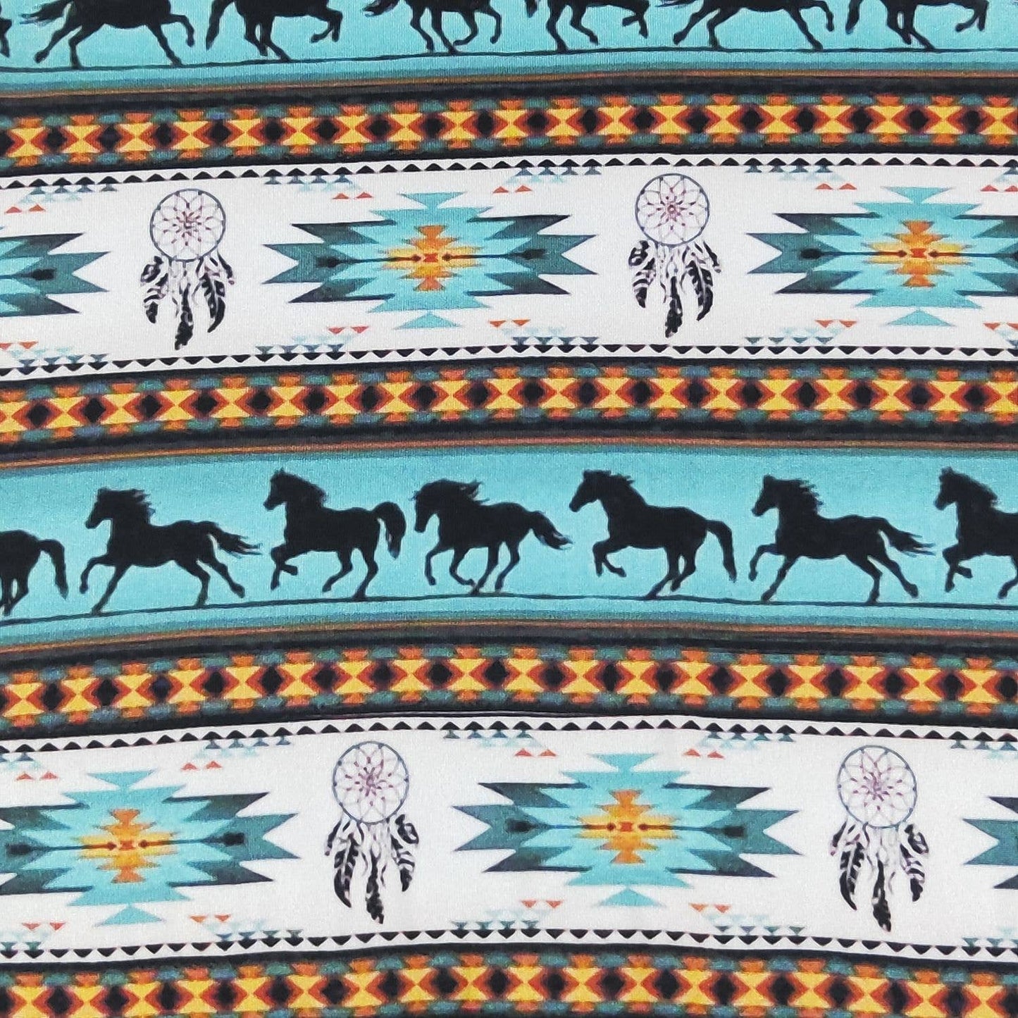Wild Horses Boutique Western Outfit Set - Turquoise Aztec Tunic Top & Black Flare Pants